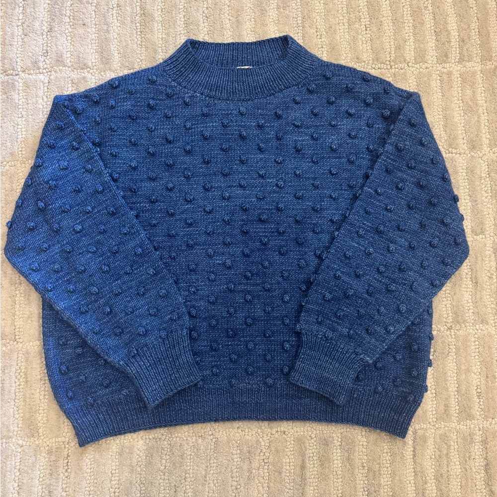 Misha and Puff Classic Popcorn Pullover in Blueberry, size 1